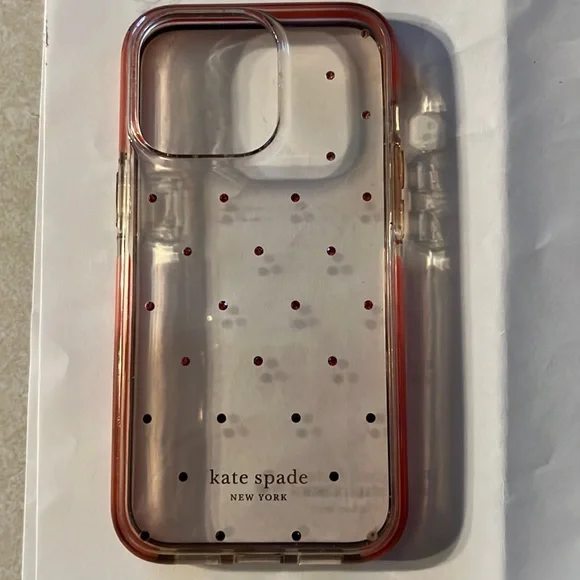 Kate Spade Hardshell iPhone Case in Ombré Pink Dot and Clear, for iPhone 13 Pro - Picture 4 of 15